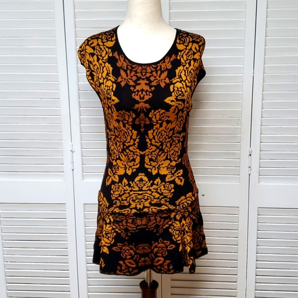 Torn By Ronny Kobo Sleeveless Peplum Knit Top Size M